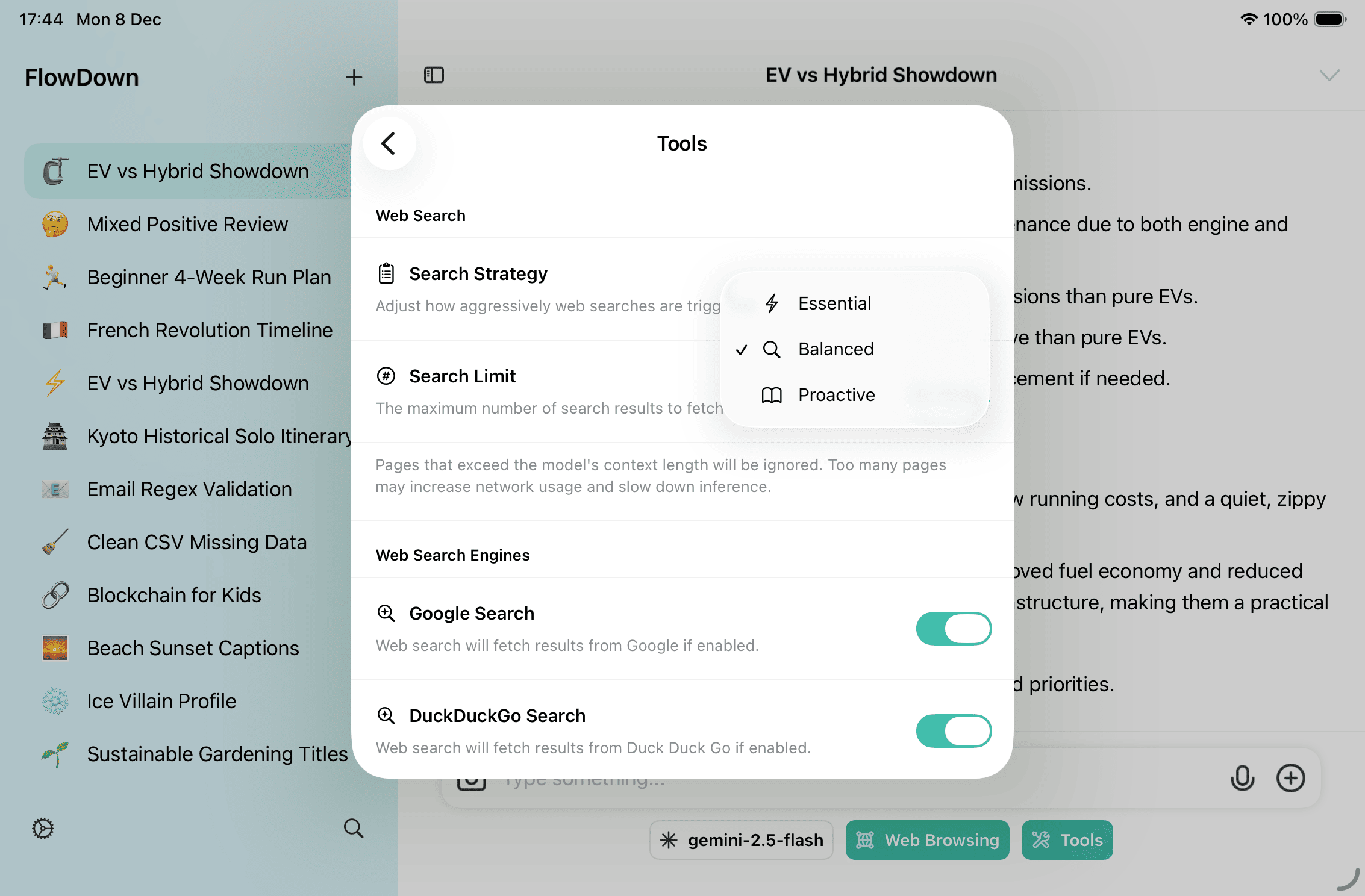 Web search strategy and engine configuration